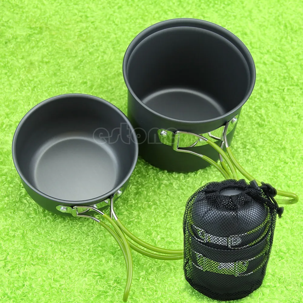 

Outdoor Portable Camping Hiking Cooking Nonstick Bowl Pots Pans Cookware Set good quality