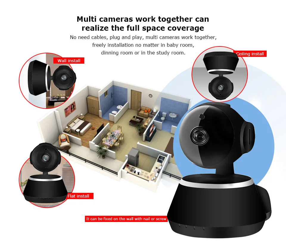 IP Camera Wifi 1080P Security Camera 720P Mini IP Camera Home CCTV Cameras P2P Two Way Audio Motion Detection IR-CUT  (13)