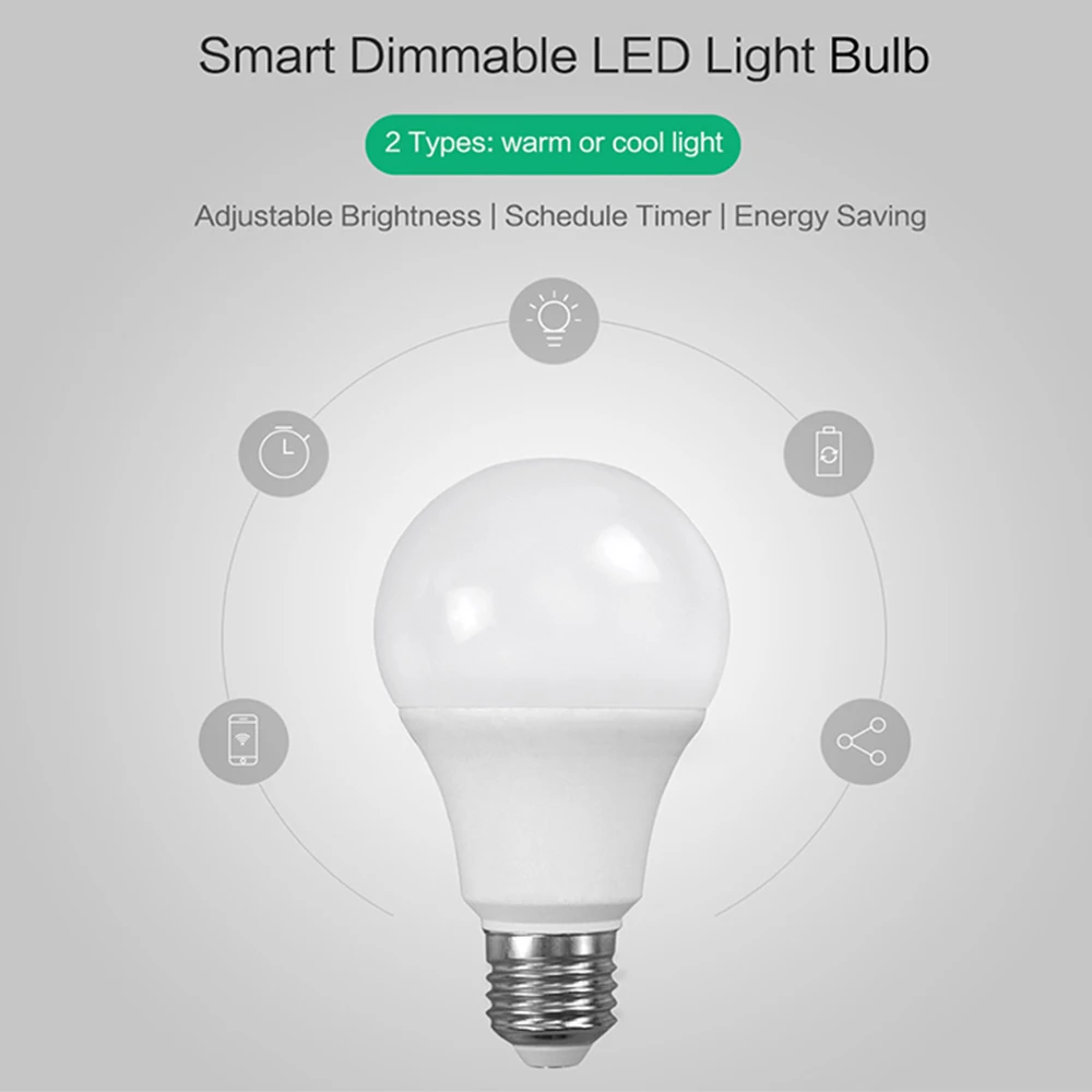 

Timethinker Smart Home Ewelink WiFi Light Bulb 5.5W E27 LED Lamps Warm Cold Light Dimmer Bulb for Alexa Google Home APP Control