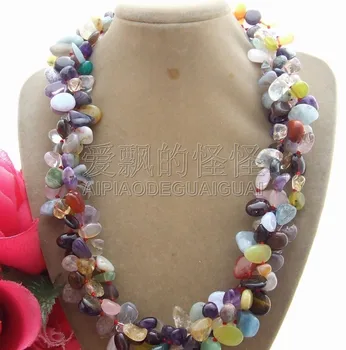 

N072308 3Strands Natural Tiger's Eyes Carnelian Necklace