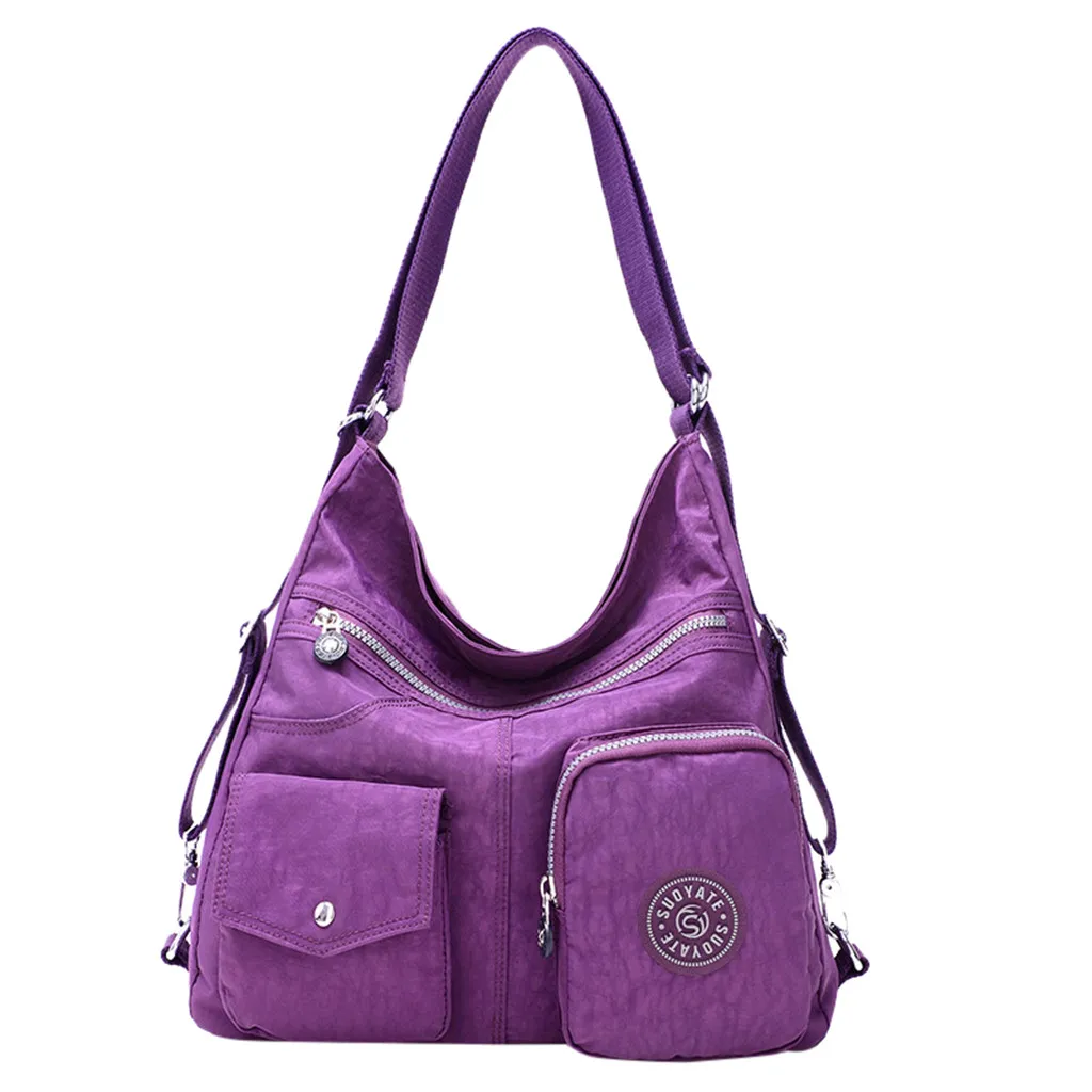 Aelicy нейлоновая сумка для женщин, многофункциональная сумка-клатч на молнии, модная сумка на плечо, дизайнерская Стильная вместительная сумка, новинка - Цвет: Purple