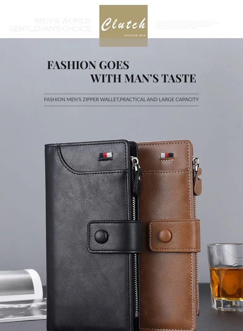 Длинный и высококачественный Мужской Длинный кошелек Европейская и американская мода классический многофункциональный кошелек на молнии сумочка подарок