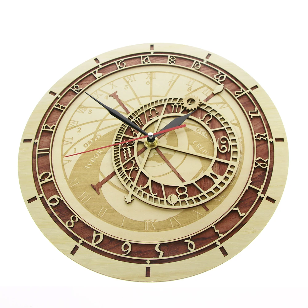 Kaufen Prag Astronomische Uhr in Holz Tschechische Republik Medieval Astronomie Wand Kunst Astrologie Dekorative Wand Uhr Kunstwerk Prag Geschenk