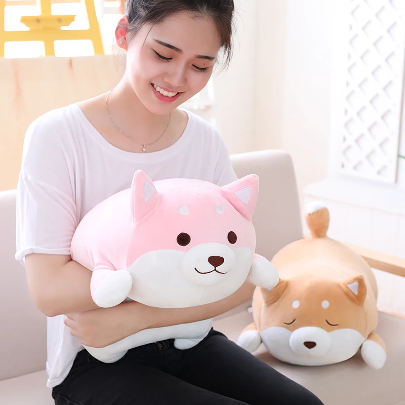 Hanhanho 36cm Simulation Dog Plush Kids White Brown Toys Soft Stuffed Animal Sleeping Dolls Birthday Gifts Pet Dog