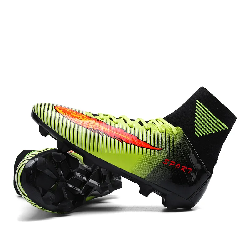 

FANPAO Women Men Boy Girl High Top Sock Ankle Protector Long Nai High Spikes Football Game Practice Shoes Cleats FG AG Soccer