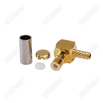 

100 Pieces SMB Male Plug Right Angle Crimp RF Connector For LMR100 RG316 RG174 Coax Cable Type Brass Goldplated Gold-plated