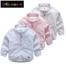 Мальчиков Рубашка в полоску для Демисезонный Новое поступление мальчик Детская одежда Повседневное кнопка с длинными рукавами красивая одежда для малышей и мальчиков постарше