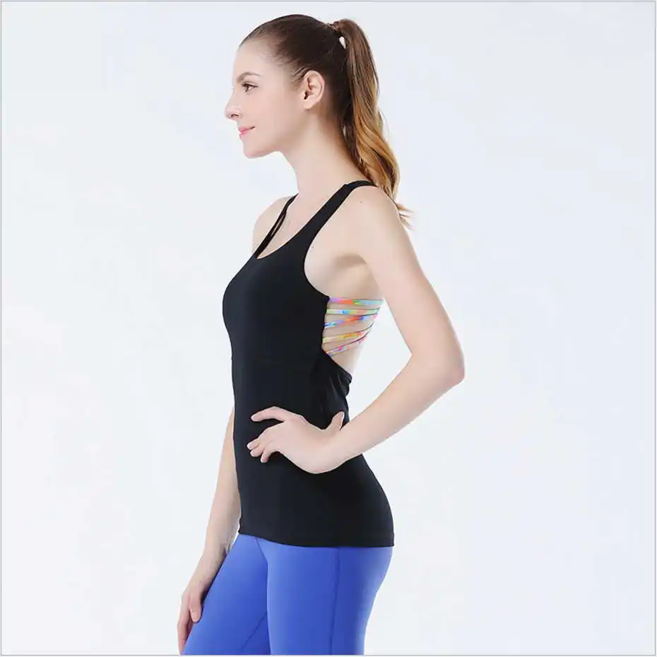 

SzBlaZe Cross Back High Impact Sport Shirt with Removable Pads Sleeveless Top For Yoga Running Workout Gym Activewear