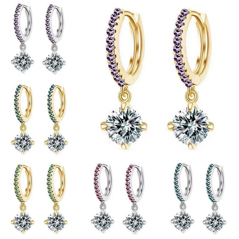 1Pair Silver Gold Color Punk Crystal Rhinestone Hoop Earrings Women Men Fashion Ear Piercing Jewelry Accessory | Украшения и