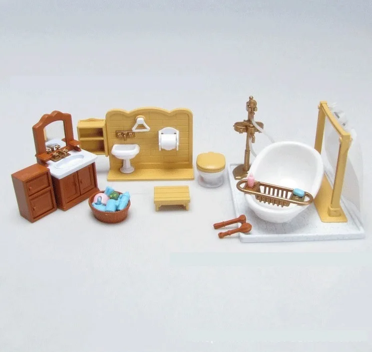 دعوى ل Sylvanian الأسرة الشكل حمام غرفة مجموعة بيت الدمية البسيطة الأثاث DIY نتظاهر لعبة هدية