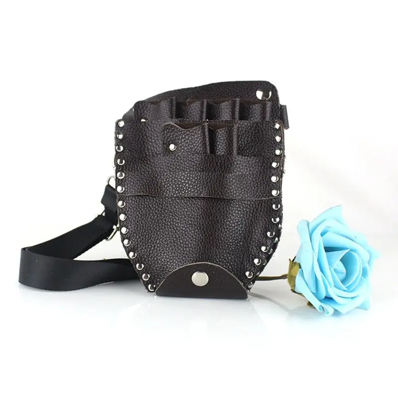 Genuine Leather Barber Scissor Bag Rivet Hair Scissor Holster Pouch