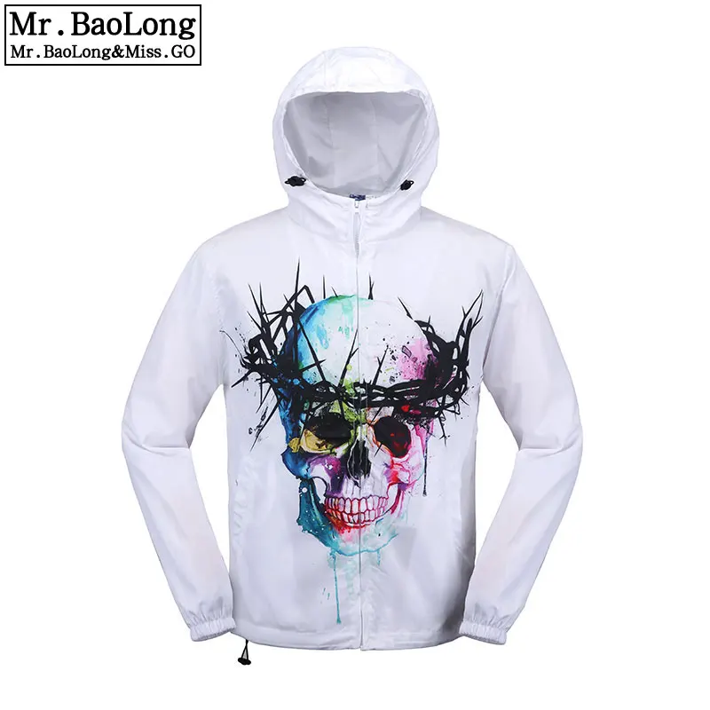 

New Arrival Men's Coat With Skulls Printing Peace and the olive branch White Cool Styles Long Sleeves Unisex Trench #f1005