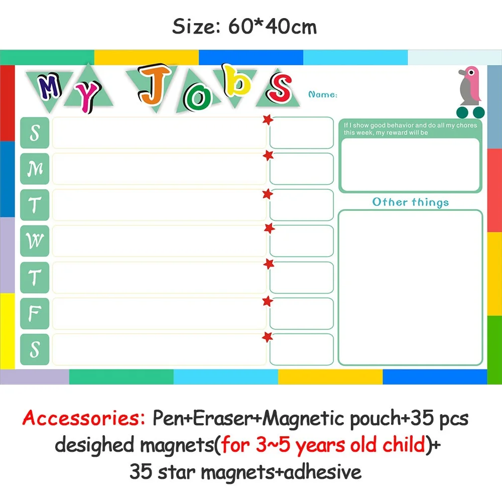 Магнитные хлопоты диаграмма стираемая доска для рисования дети еженедельник To-Do список награда диаграмма Наклейка на стену 60*40 см - Цвет: 6040ZLB01-1