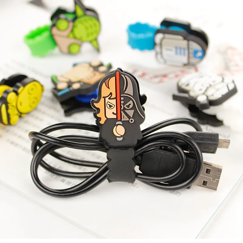 

10pcs/lot New Arrival Star Wars Cartoon Headphone Earphone Cable Wire Organizer Cord Holder USB Charger Cable Winder