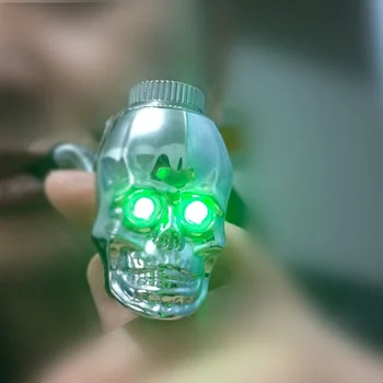 

12pcs/lot New design skull shape metal smoking pipe LED Luminous scalable property metal pipe for smoking