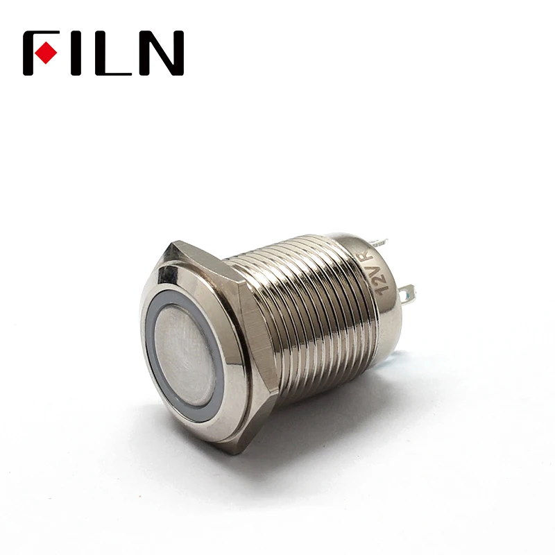 

16mm Metal Annular Push Button Switch Ring LED 12V Self-lock Latching Waterproof Car Auto Engine