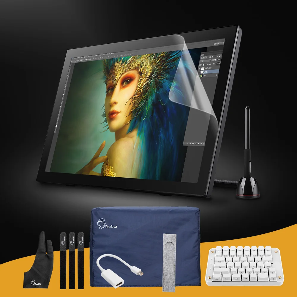 

Parblo Coast22 21.5" HD Monitor Pro IPS Graphic Tablet + Cordless and Battery-free Digital Pen+ Mechanical Gaming Keyboard