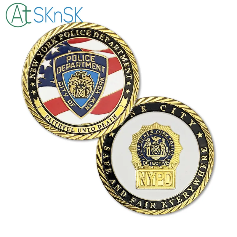 

1Pcs Medallion Coin New York Police Department Army Challenge Coins For Collection United State Coin with case free shipping