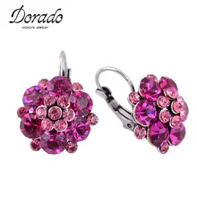 Серьги-гвоздики со стразами и кристаллами в виде цветов для женщин, женские серьги из сплава серебряного цвета, модные свадебные украшения для ушей, серьги