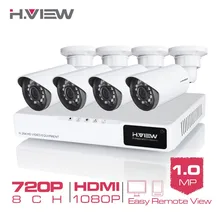H. вид 4CH системы видеонаблюдения 720 P 8CH системы видеонаблюдения DVR наблюдения 4 шт. 720 P 1.0MP уличные камеры безопасности 1200 ТВЛ камеры видеонаблюдения