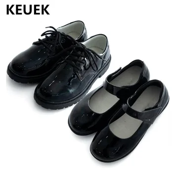 

New Boys Girls British style Black Patent Leather Shoes Children Kids Dress Shoes Student School Performance Shoes Toddler 02