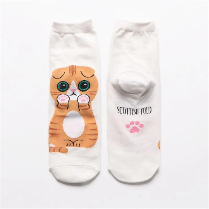 Модные забавные женские носки с объемным рисунком кота Kawaii, счастливые носки до щиколотки с рисунком из мультфильма, милые носки с животными на зиму и весну для девочек, женские носки в стиле Харадзюку