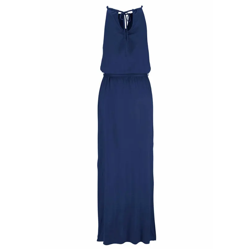 New Fashion Women Summer Sexy Boho Beach Solid Backless Long Maxi Loose Dress Elegant Lady Brief Casual Daily Party Dress #4R10  (5)