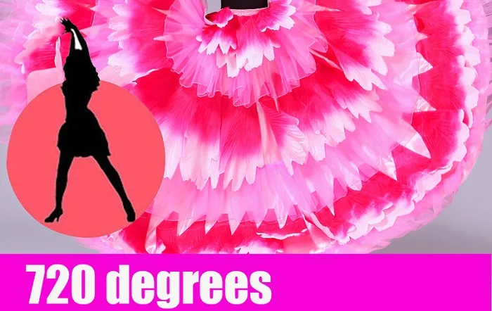 Юбки фламенко, женские бальные, розовые, красные, длинные юбки с цветами, испанская Одежда для танцев, Женская испанская одежда 360 540 720 DN3587 - Цвет: 720 degrees