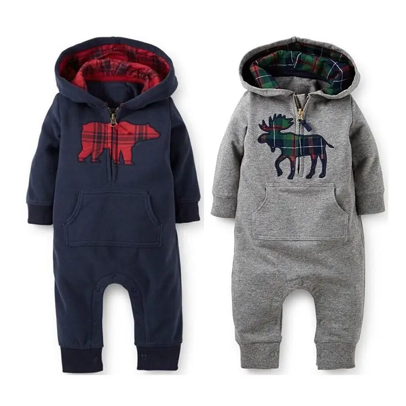 

Cute Baby Unisex Hoode Romper Baby Boy Girl Animal Long Sleeve Romper Fall Thick Jumpsuit 2017 New Bebes Body Suit For Newborns