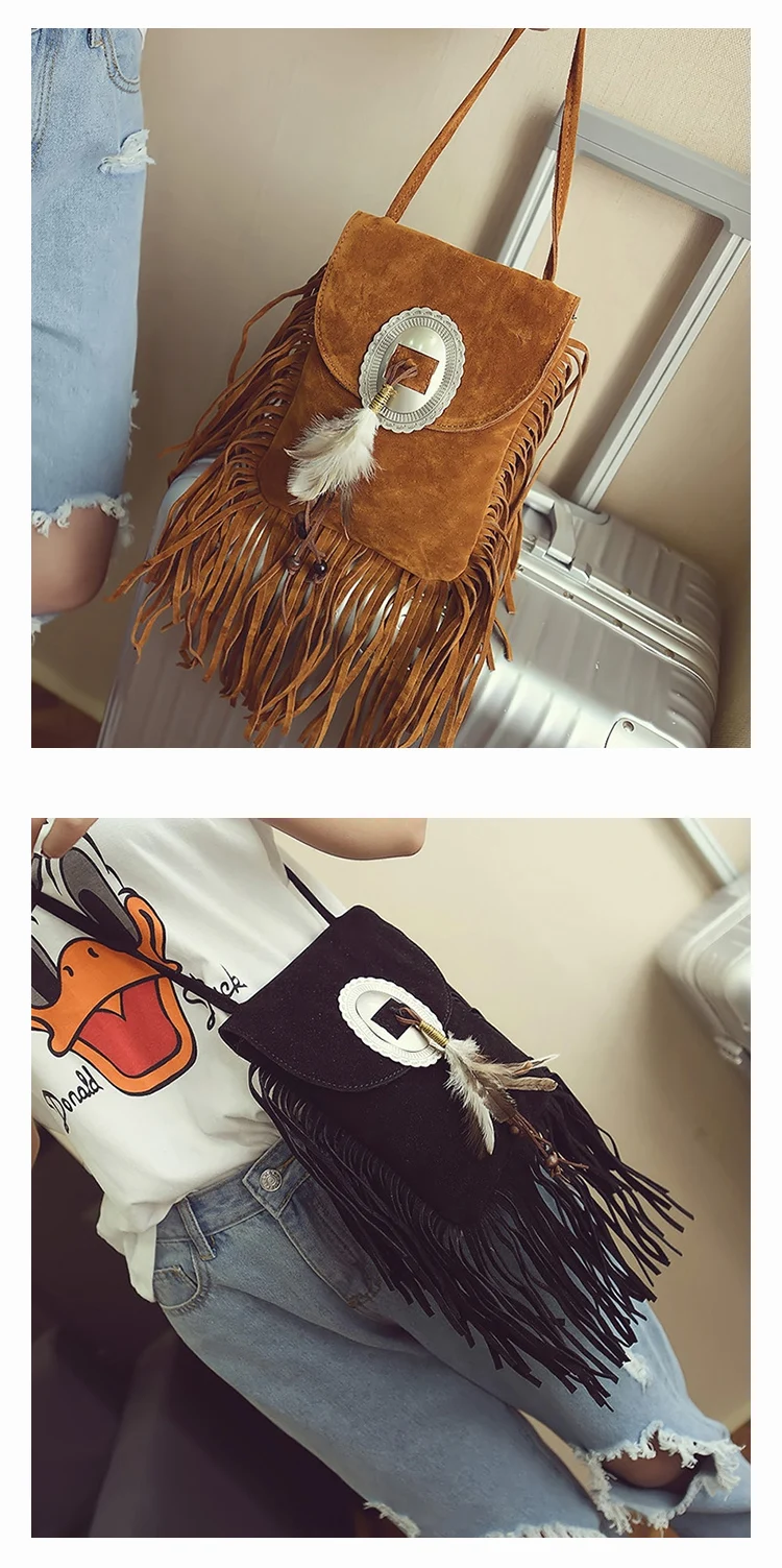 Female Small suede Bag Brown Beaded Feathers Hippie American Indian Tribal Bohemian Boho Chic Ibiza Style Pouch Bag (24)