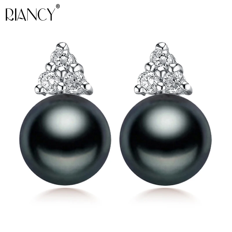 

Fashion 925 sterling silver earring with natural pearl,freshwater black pearl earring princess jewelry women birthday gift