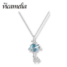 

Vicamelia Blue Crystal Key Pendant 925 Sterling Silver Necklace Beautiful Planet Star Key Pendant Necklace 200