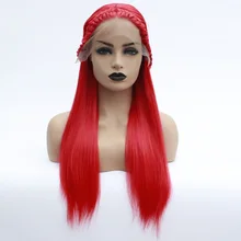Синтетический парик с кружевом спереди женский прямой красного цвета с бусинами волосы термостойкий Плетеный парик длинные кружева спереди