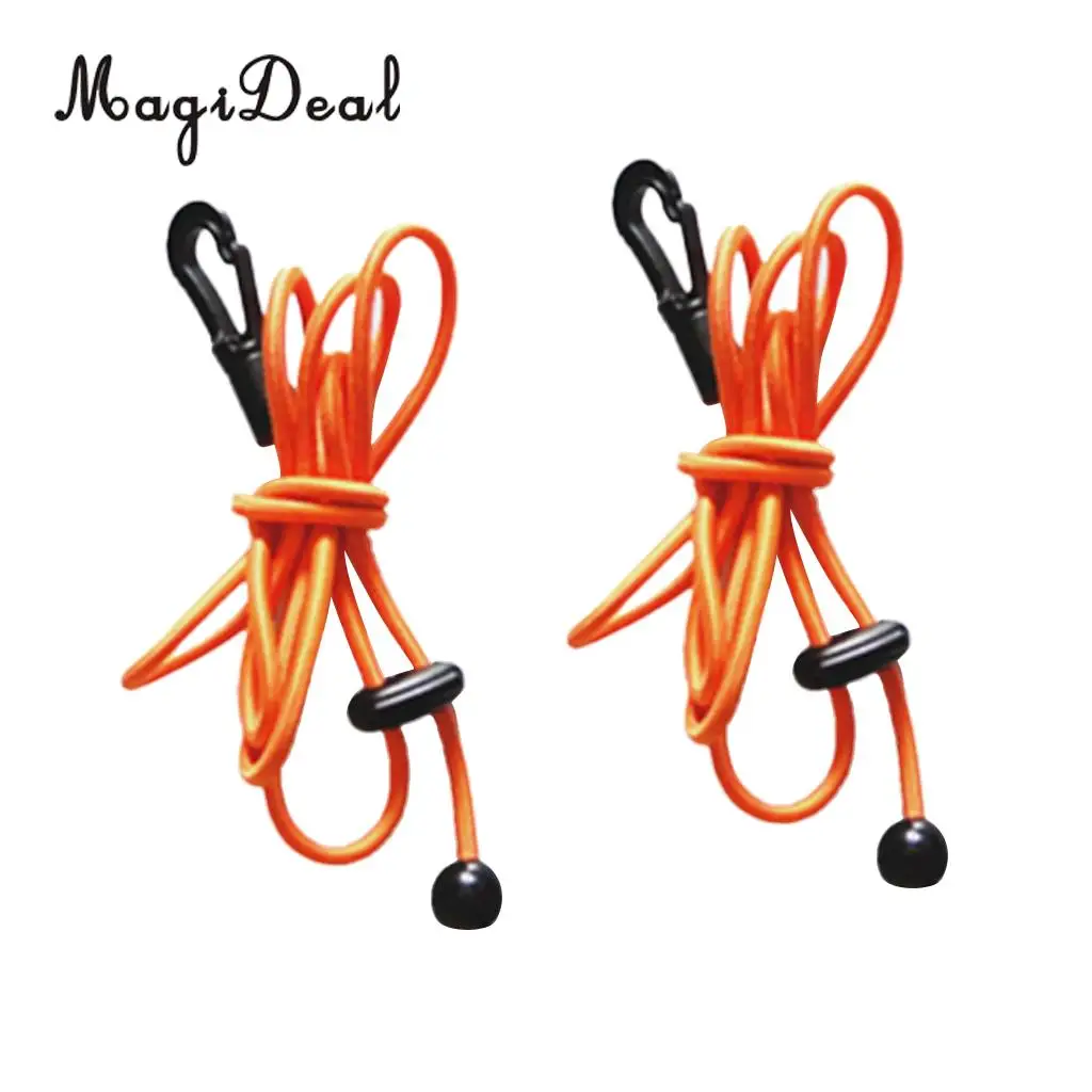 MagiDeal 2 Pieces 1.2m Elastic Kayak Paddle Leash Bungee Fishing Rod Lanyard Orange/Coffee
