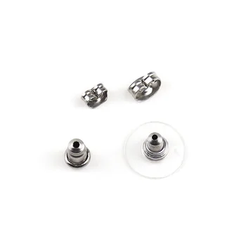 

100Pcs/lot Stainless Steel Rubber Earring Back Stopper Bullet Stud Earring Stopper Back Plugs Fit DIY Jewelry Making Findings