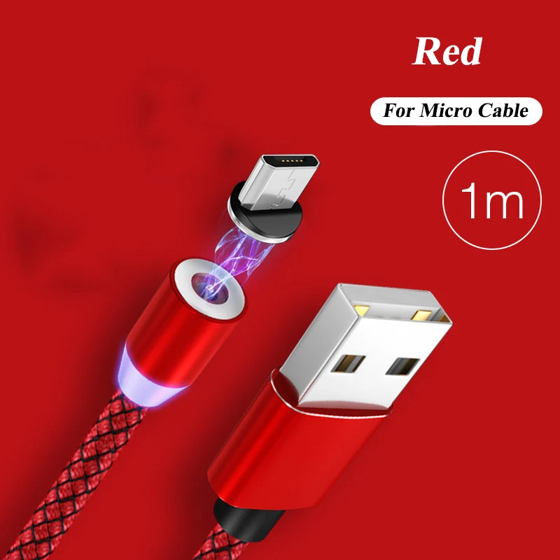 Магнитный кабель с быстрой загрузкой Micro Usb type-C для Iphone X Xs Max samsung Xiaomi huawei - Цвет: Red-for-micro