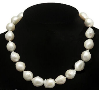 

Jewelr 005626 RARE HUGE 13-15MM WHITE SOUTH SEA BAROQUE KESHI PEARL NECKLACE 18
