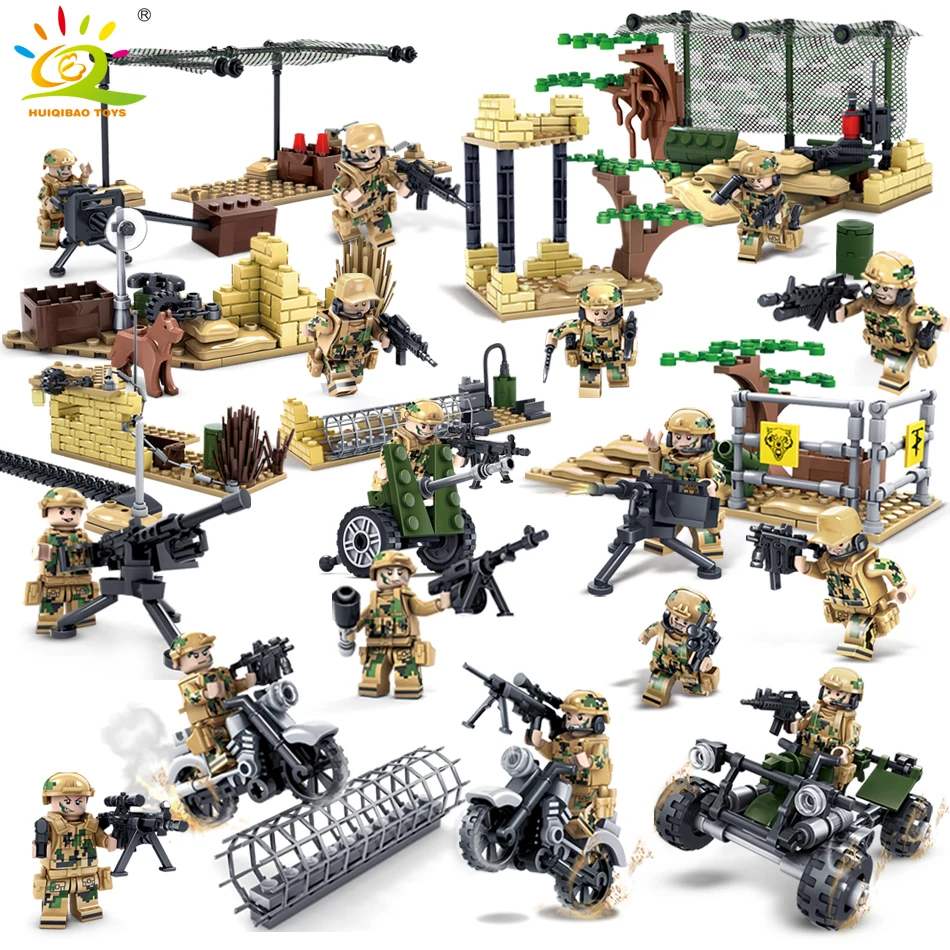 

Military World War 2 Soldiers figures set Building blocks Compatible Legorreta Army Weapon Bricks enlighten toy for children Boy