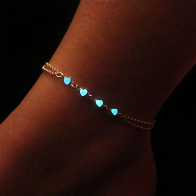 BOAKO Night Light Summer Luminous Ankle Heart Star Flower Pendant Bracelet Sandal Beach Leg Chain Women Anklets Jewelry Z4 BOAKO Night Light Summer Luminous Ankle Heart Star Flower Pendant Bracelet Sandal Beach Leg Chain Women Anklets Jewelry Z4