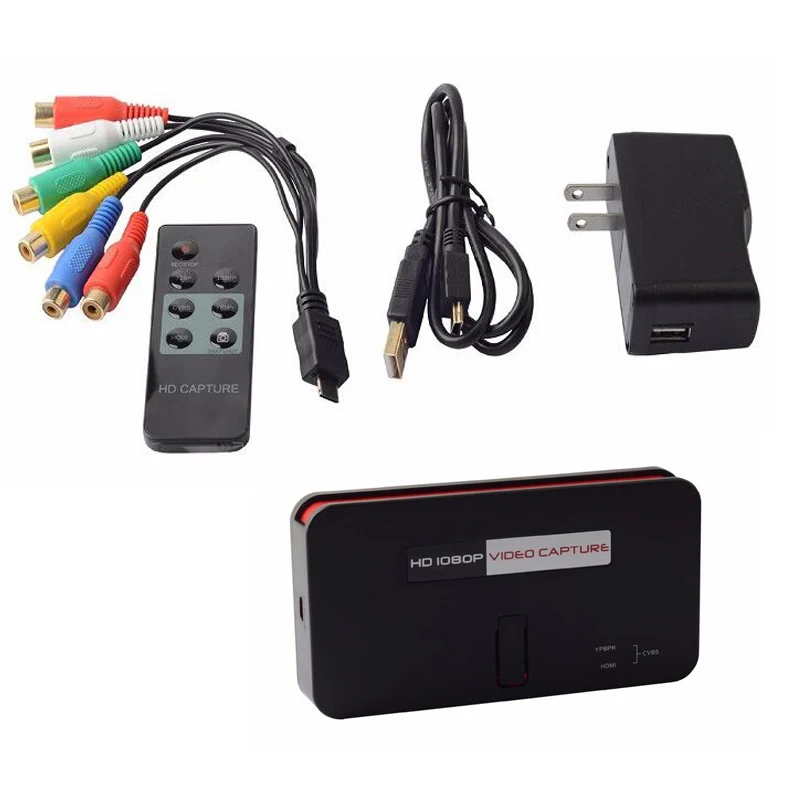  2017 new Video Capture card HDMI YPbpr CVBS Recorder Box With Remote Control can OBS Mic to USB Dis