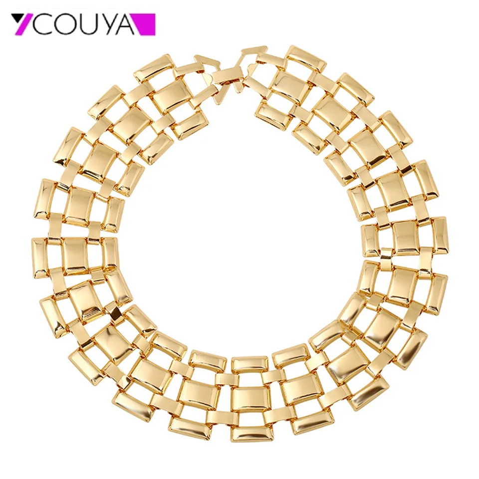

Fashion Gold Color Necklace Women's Elegant Collar Polishing Short Clavicle Chain Choker Necklace Shiny Women Jewelry
