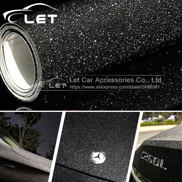 Black Gloss Glitter Diamond Car Vehicle Vinyl Wrap Sticker Decal Air  Release Bubble Free DIY Film 