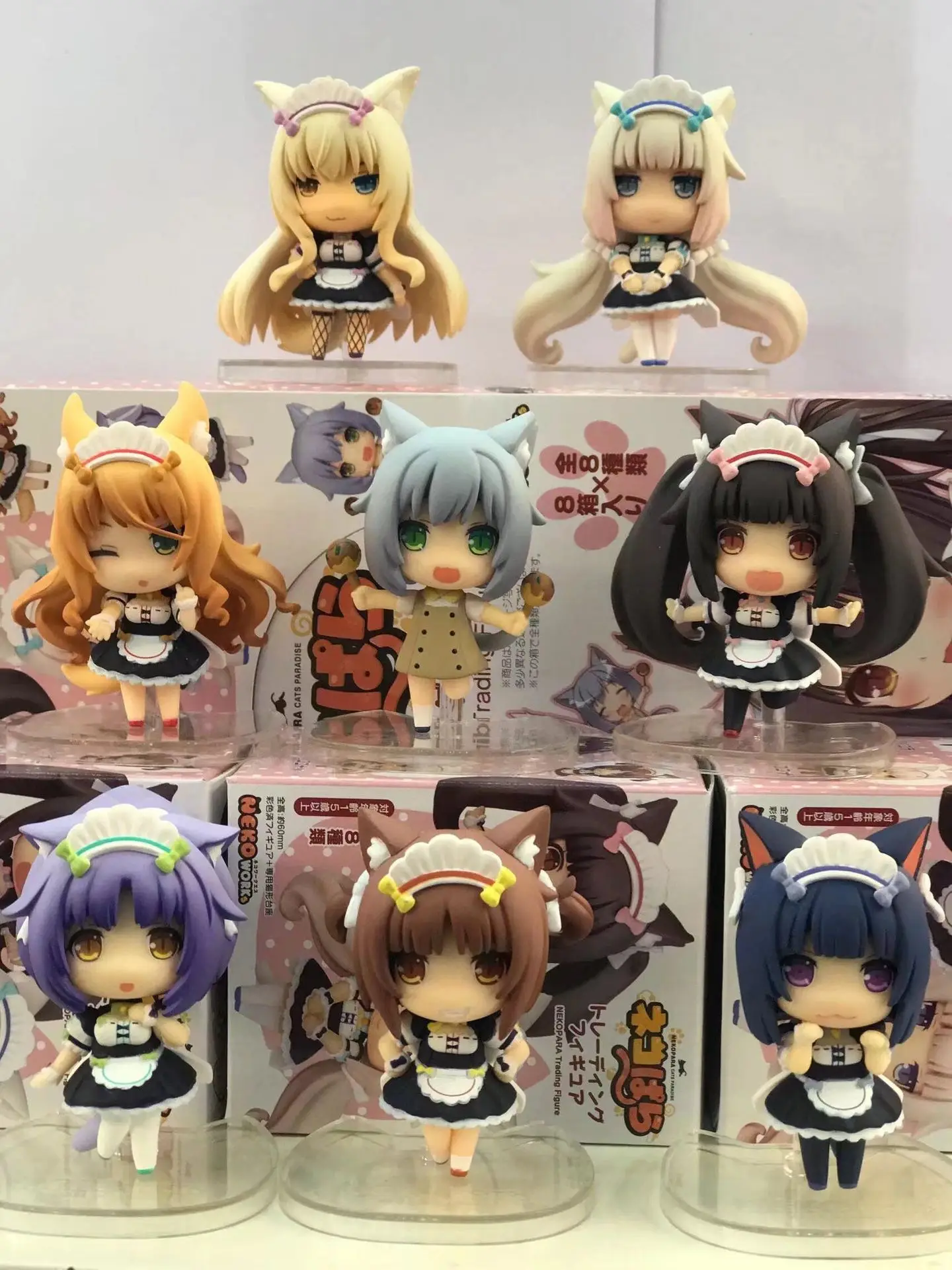 8pcsset NEKOPARA Chocolat Vanilla Azuki Coconut Maple Cinnamon Q Version PVC Figures Collectible Model Toys 7cm (4)