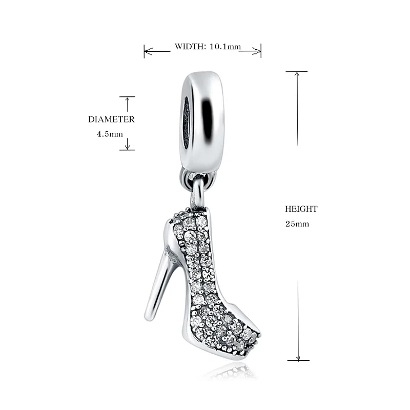 925 Sterling Silver Charms Fit Authentic Pandora Bracelet Silver 925 Original High-heeled shoes beads Jewelry Making For Women