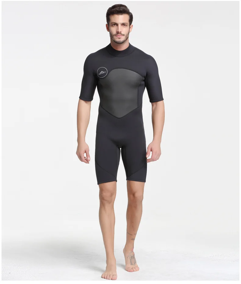 SBART 2MM Short Sleeve Neoprene Wetsuit Men Warm Winter Swimming Scuba Diving Suit Triathlon Wetsuit for Surfing Snorkeling N