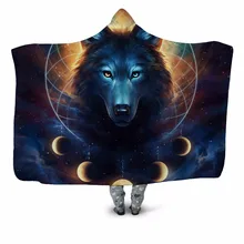 Galaxy Черный волк 3D принт одеяло с капюшоном диване квилт для софы Дорожный Чехол бархат Плюшевые флис бросить одеяло-покрывало Офис