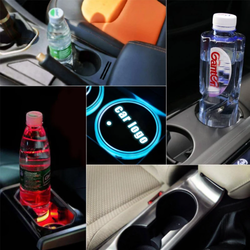 Логотип знак автомобиля Led блестящий стакана воды Pad Groove люминесцентные