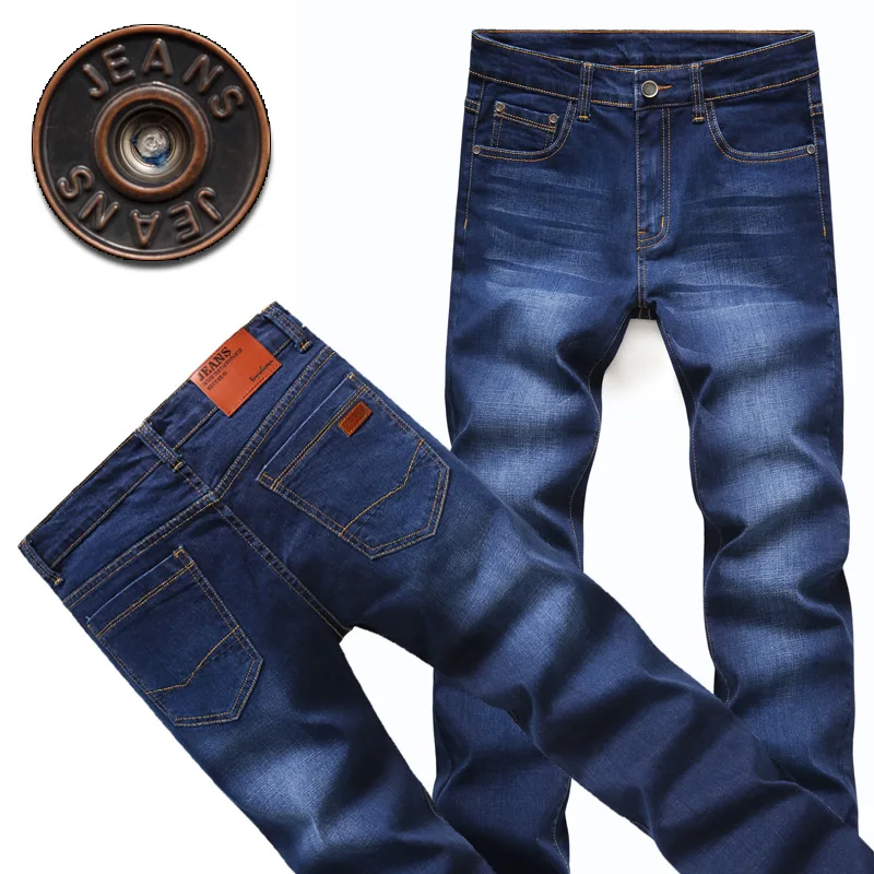 Men's Jeans High Stretch Fashion Black Blue Denim Brand Men Slim Fit Jeans Size 30 32 34 36 38 40 Pants Jean