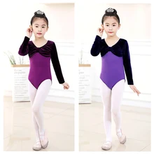 Гимнастические костюмы танцевальная одежда для девочек латинские этнические танцевальные экзамены одежда с длинными рукавами из хлопка золотого бархата для детей