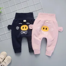 Новинка для мальчиков и девочек, весна-осень Штаны детей шаровары брюки больших размеров и полной длины для разделывания свиньи, утки узорами